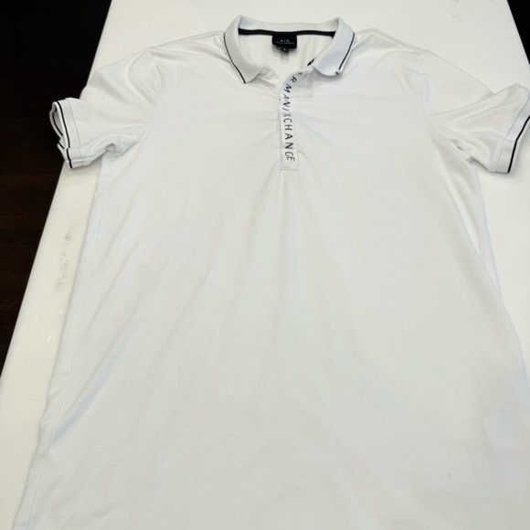 Armani Exchange Men’s Polo Shirt White Cotton Spandex Zip Close Sz M - Picture 11 of 14